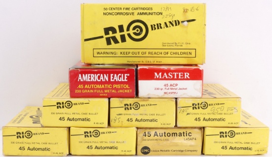 LOT OF 500 RDS RELOADED 45 AUTO ACP AMMO