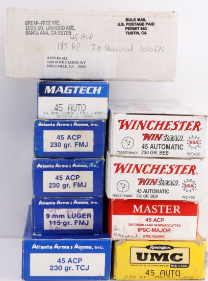 APPROX 550 RDS .45 ACP RELOADS PISTOL AMMUNITION