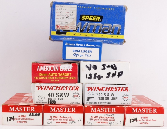 APPROX 500 RDS RELOADED PISTOL 40 SW 9MM AMMO LOT