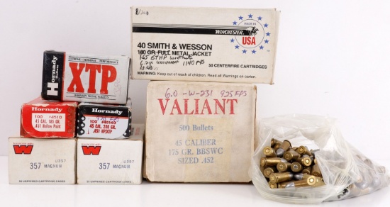 APPROX 500 RDS RELOADED 45 AUTO 9MM 40 SW AMMO