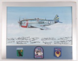 MCLACHLEN WWII P-47 VETERAN SIGNED PATCH PAINTING