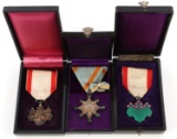 LOT OF 3 CASED JAPANESE WWII MEDALS RISING SUN ETC