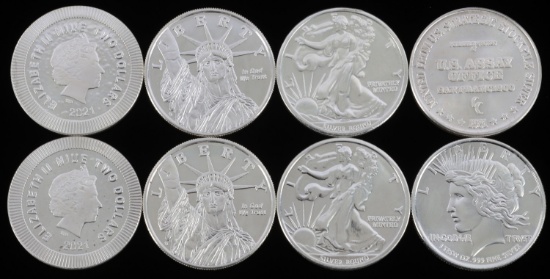 8 1 OZT OUNCE .999 FINE SILVER BULLION ROUNDS