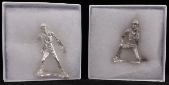 LOT 2 .999 FINE SILVER SOLDIER RADIOMAN FOLLOW ME