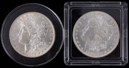 1885 & 1904 O MINT STATE MORGAN SILVER DOLLAR COIN