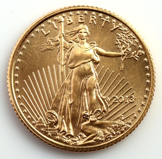 2013 GOLD 1/10 OZT OUNCE AMERICAN EAGLE BU COIN