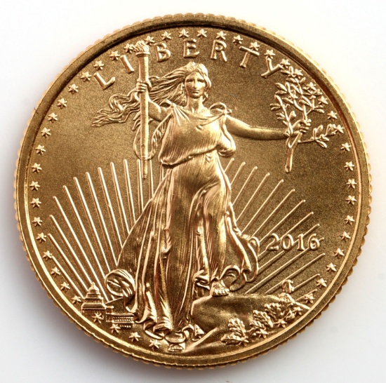 2016 GOLD 1/10 OZT OUNCE AMERICAN EAGLE BU COIN