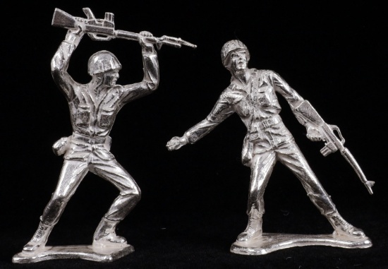 LOT OF TWO 999 FINE SILVER SOLDIERS 70 GRAMS