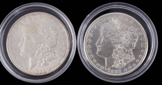 1889 & 1897 S MINT STATE MORGAN SILVER DOLLAR COIN