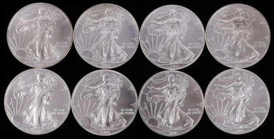 LOT 8 2011 SILVER 1 OZT OUNCE AMERICAN EAGLE COINS