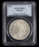 1921 MORGAN SILVER DOLLAR COIN PCGS MS 62