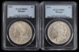 LOT OF 2 1921 PCGS MS62 MORGAN SILVER DOLLAR COINS