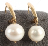 14K YELLOW GOLD CULTURED PEARL EARRINGS