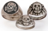 WWII GERMAN SS TOTENKOPF RINGS IN SILVER