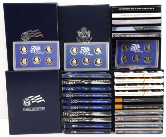 28 $1 COIN STATE QUARTER LINCOLN CENT PROOF SETS