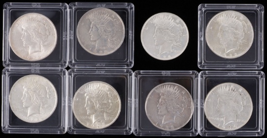 8 EF TO UNCIRCULATED PEACE SILVER DOLLAR COIN LOT