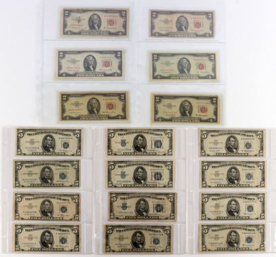 $72 FACE VALUE RED SEAL $2 & $5 SILVER CERTIFICATE