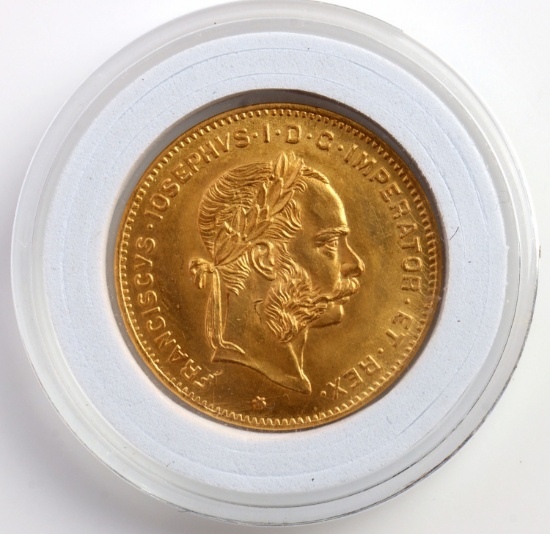 1892 AUSTRIAN 10 FRANCS GOLD COIN