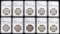 LOT OF 10 NGC SILVER FRANKLIN HALF DOLLAR COINS