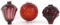 VINTAGE RED GLASS LIGHTNING ROD BALL LOT OF 3