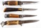 4 FIXED BLADE HORN GRIP KNIFE LOT EC PIC BROOKS