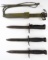 M6 WITH SCABBARD & 2 M7 WO SCABBARD BAYONET LOT