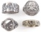 LOT OF 4 WWII GERMAN THIRD REICH SS SILVER RINGS