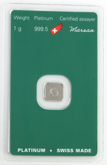 ARGOR HERAEUS SWISS 1 GRAM PLATINUM BAR 999.5