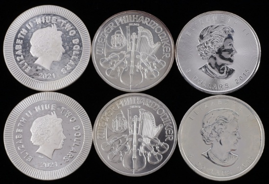 LOT 6 SILVER OWL MAPLE AUSTRIA PHILHARMONIC COINS