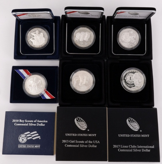 US SILVER COMMEMORATIVE COINS MILITARY LOT OF 6