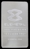 ELEMETAL 10 OZT OUNCE .999 SILVER BAR INGOT