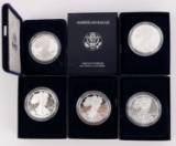 AMERICAN EAGLE SILVER PROOF LOT OF 5 MIX DATE