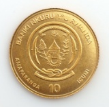 RWANDA MOUNTAIN GORILLA 1/10 GRAM GOLD AFRICA DIME