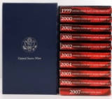10 U.S. MINT 1999 TO 2007 UNCIRCULATED SET SEALED