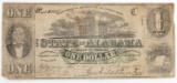 STATE ALABAMA CONFEDERATE STATE OBSOLETE BANKNOTE