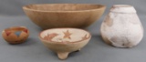 WOOD MUNISING BOWL & CERAMIC LOT