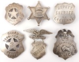 LOT OF 6 MARSHALL & SHERIFF BADGES AMERICAN WEST