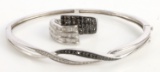 STRELING SILVER BLACK AND WHITE DIAMOND BRACELET