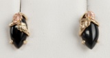 10KT THREE TONED GOLD AND ONYX EARRINGS