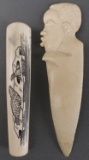 ANTIQUE LETTER OPENER KNIFE HILT IVORY LOT OF 2