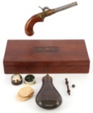 CASED .44 CMC PERCUSSION BOOT PISTOL & FLASK