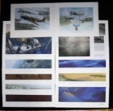 LOT OF 11 PILOT SIGNED AVIATION PRINTS