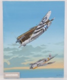 WWII US P-47 ACE BOB JOHNSON SIGNED PAINTING