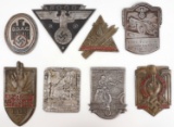 WWII GERMAN THIRD REICH SHIELDS & PLAQUES LOT OF 8