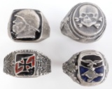 WWII GERMAN THIRD REICH SILVER RINGS LOT OF 4