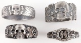WWII GERMAN THIRD REICH SILVER RINGS LOT OF 4