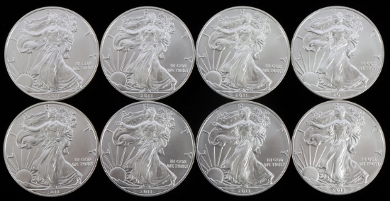 LOT 8 2011 1 OZT OUNCE SILVER AMERICAN EAGLE COINS