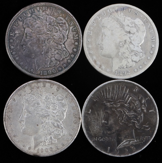 LOT OF 4 MORGAN SILVER DOLLAR COINS 1892 O