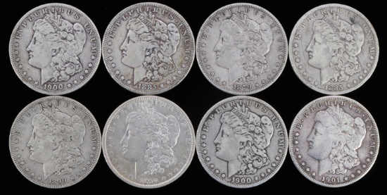 LOT 8 MIXED DATE MORGAN SILVER DOLLAR COINS