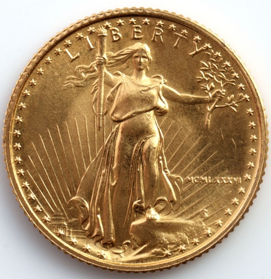 1986 GOLD 1/10 OZT OUNCE AMERICAN EAGLE BU COIN